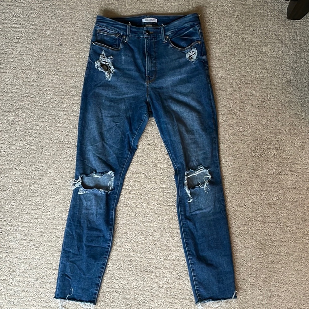 Good American Snakeskin pocket jeans